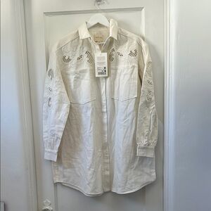 Sezane Cream Embroidered Maxine in Ecru